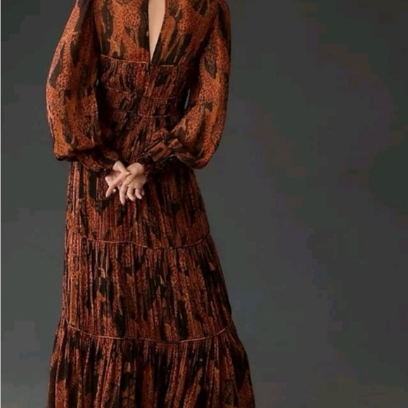 FARM Rio Elegant Black and Brown Long Sleeve Dress - Picture 2 of 5